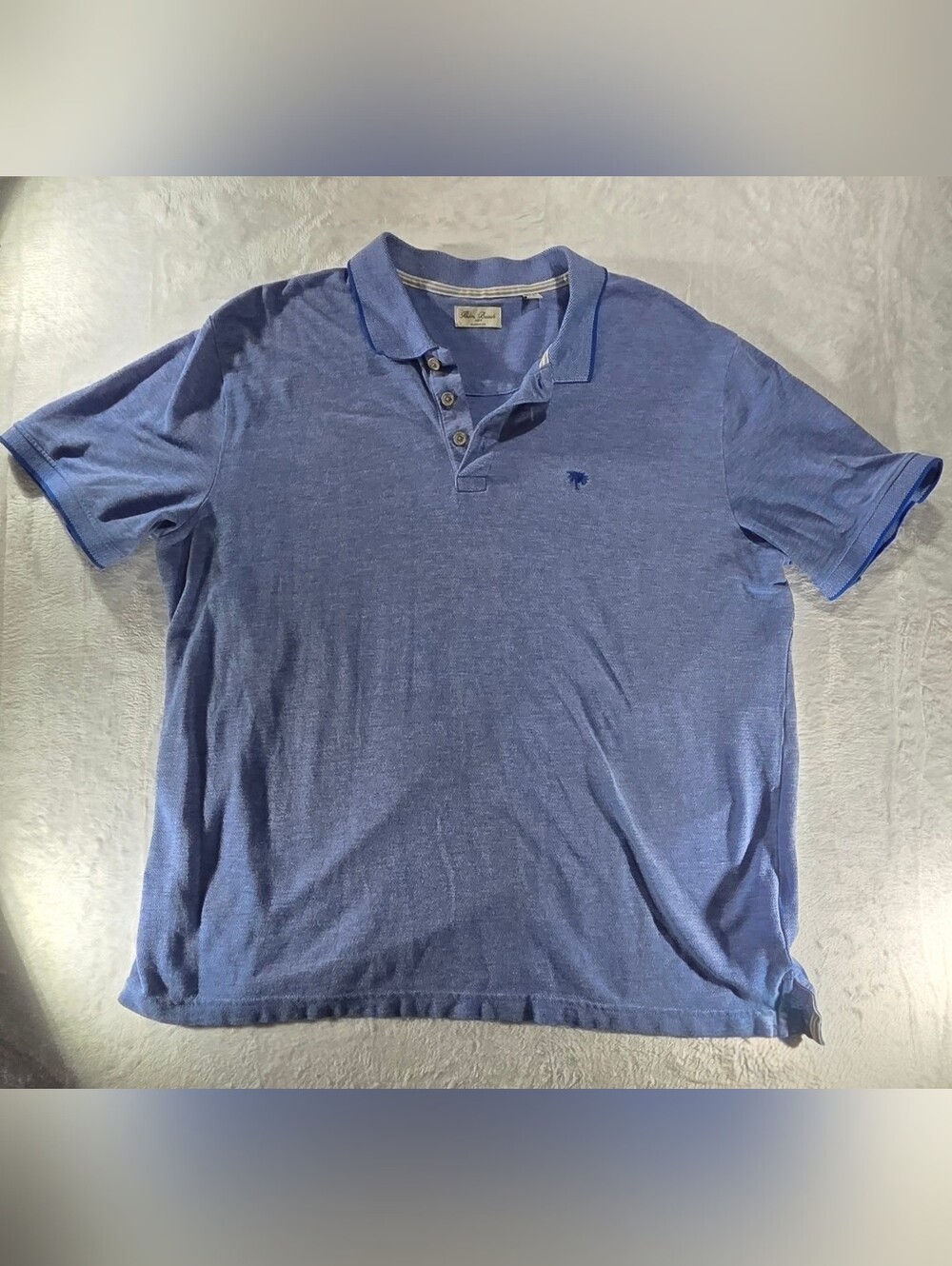 Palm Beach Classic Fit Men's XL Blue Solid Short Sleeve Collared Polo Logo -0163